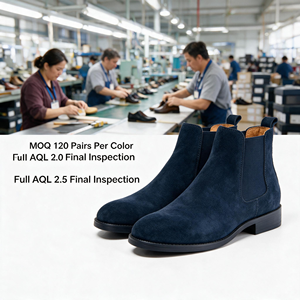Heren Chelsea <span class=keywords><strong>Boots</strong></span> van Koeien Suède, Instapmodel met Elastische Bies, Volledig Lederen Casual Dress Ankle <span class=keywords><strong>Boots</strong></span> OEM ODM 120 Paar MOQ Groothandel - Product Image 4