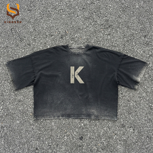 T-shirts OEM à col rond, coupe ample, avec impression graphique personnalisée, 300 g/m², effet délavé soleil, style streetwear pour hommes - Product Image 2
