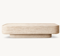 Mobilier de salon moderne et luxueux Table basse en pierre naturelle travertin