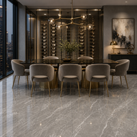 Nouvelle Collection 2026 : Carrelage en Porcelaine Poli Gris 600x600mm à Grandes Veines Diagonales pour Sol et Mur de Salon