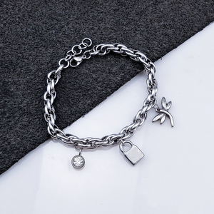 Bracelet en acier inoxydable avec pendentif cœur, bijoux de mode, chaîne à maillons, marque espagnole, bracelet CZ - Catalogue U - Product Image 1