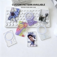 Portefeuille magnétique transparent à coins coupés pour 2 cartes, impression personnalisée, glissière, divers styles, étui arrière fin avec grip, accessoires