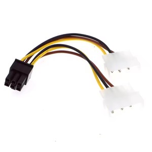 Adaptador de Cable de Alimentación PCI-<span class=keywords><strong>E</strong></span> de 6 Pines a Doble Molex de 4 Pines, Adaptador de Fuente de Alimentación para Tarjeta Gráfica, Cable Convertidor Hembra a Macho, 15 cm - Product Image 6