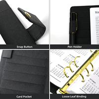 Maßgeschneiderter Luxus A5 PU-Leder Ringbuch Jahresplaner mit Druckknopf und Stifthalter