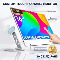 Moniteur portable SIBOLAN 16 pouces 1080P IPS HDR tactile USB-C LCD, nouveau pour PC/ordinateur portable, 99% sRGB, anti-lumière bleue intégré, idéal pour le gaming
