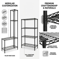 Carrito Rodante Desmontable de 3 Niveles con Cestas Profundas de Alambre Cromado, Carro de Almacenamiento con Ruedas para Alimentos, Ideal para Catering y Almacenes