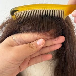 Postizo de Cabello con Encaje Francés Baisite, Frente Decolorado y Base de PU para <span class=keywords><strong>Mujer</strong></span>, Venta al por Mayor, Cabello Q6 # 3 - Product Image 3