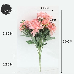 A-091 Đỏ <span class=keywords><strong>Dahlia</strong></span> hoa nhân tạo 12 đầu bó hoa hoa trung tâm lụa <span class=keywords><strong>Dahlia</strong></span> - Product Image 2