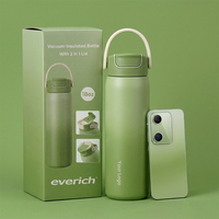 Bouteille d'eau sport en gros de 32 oz et 22 oz avec couvercle à paille et boucle de transport, double paroi isolée sous vide, anti-transpiration pour le sport et le yoga