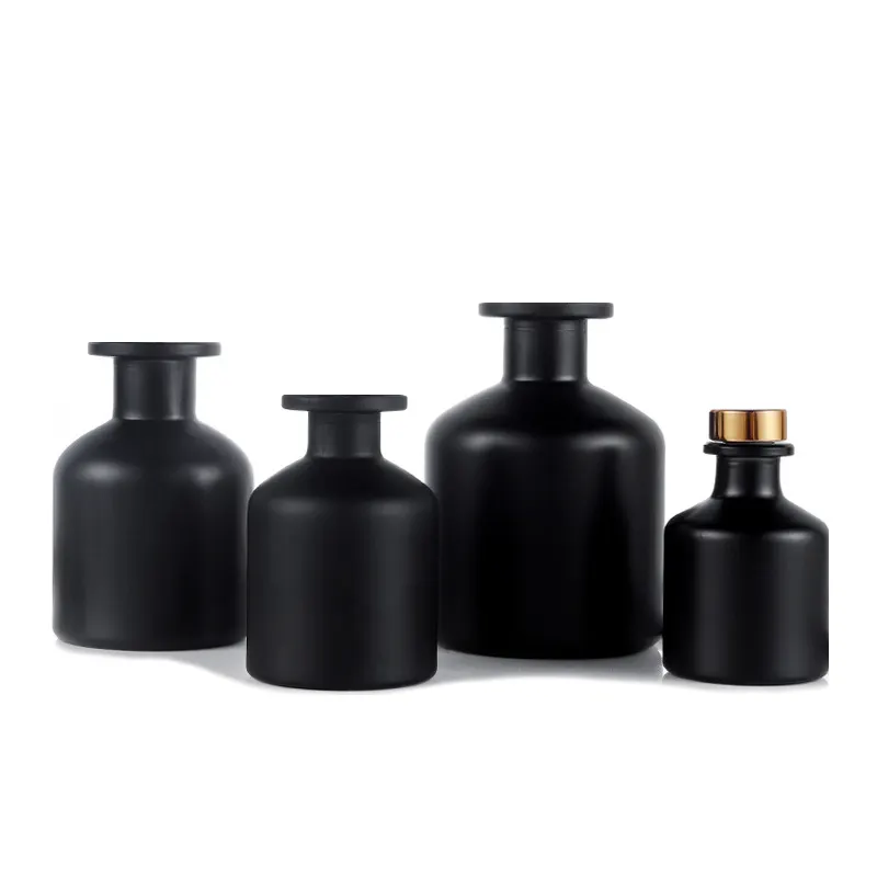 Hediye kutusu ile siyah difüzör şişe amber difüzör şişe boş kamış yayıcı şişe