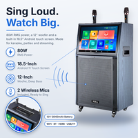 Machine de karaoké Android avec écran tactile de 18,5 pouces, haut-parleur de 12 pouces, WiFi, 2 micros sans fil