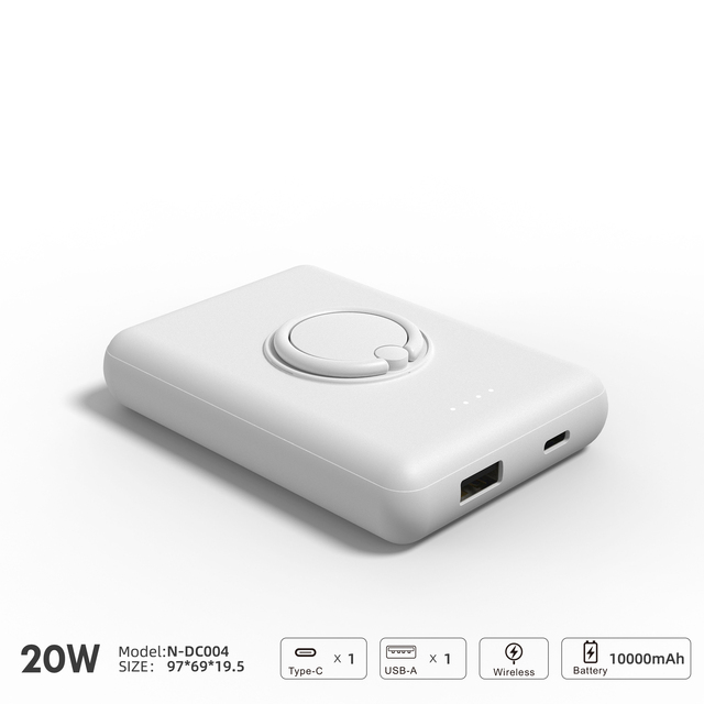 NITIKA 10000mAh Magnetic Wireless Power Bank, PD20W+15W Fast Charging, 37Wh Portable Charger with Ring Holder, PSE Certified