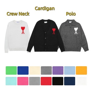Suéter Oversize de Otoño con Patrón Jacquard de Corazones, Cuello Redondo, para Cárdigan con Cuello en V, Unisex, Casual, Tejido - Product Image 1