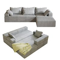 Sofá Cama Seccional en Forma de L/I Estilo Nórdico con Otomana, Combinación Modular, Sofás Modulares, Sofá Largo para Sala de Estar