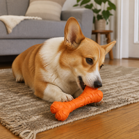 Jouet à mâcher pour chien en caoutchouc en forme d'os de fromage, interactif, durable, pour le nettoyage dentaire, disponible en 2 tailles