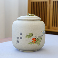 Boîte à thé en céramique de grande capacité en étain pour le stockage du thé Poterie brute Théière en céramique Pots de médecine traditionnelle chinoise avec couvercle