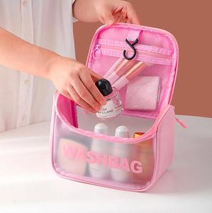 Bolsa de Maquillaje Personalizada con Logotipo, Bolsa de Cosméticos Rosa Esmerilada Blanca de Alta Calidad para Mujer - Product Image 3