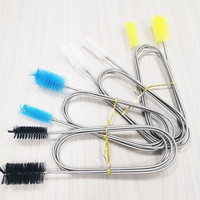 Brosse de nettoyage flexible à double extrémité en nylon écologique avec poignée en acier inoxydable pour filtre de canister et tuyau d'eau, pour aquarium