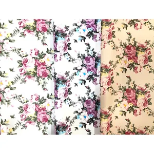 Fashion Wholesale Flower Floral Pattern Decorative Printed Faux Synthetic Leather Upholstery Fabric