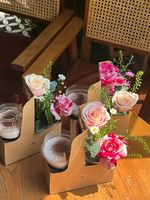 Boîte en carton personnalisée en promotion – Support portable jetable pour fleurs, café, thé, lait à emporter avec poignée