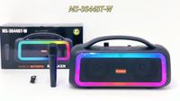 MS-3644BT-W Microphone Karaoké Enceinte Portable Sans Fil Bluetooth avec Basses Subwoofer Lecteur Sport pour la Maison Cadeau RGB Fête TF USB FM
