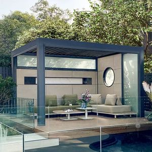 Pergola in alluminio bioclimatico motorizzato di lusso impermeabile all'aperto 4x4 giardino Gazebo apertura automatica per <span class=keywords><strong>terrazza</strong></span> sul cortile - Product Image 4