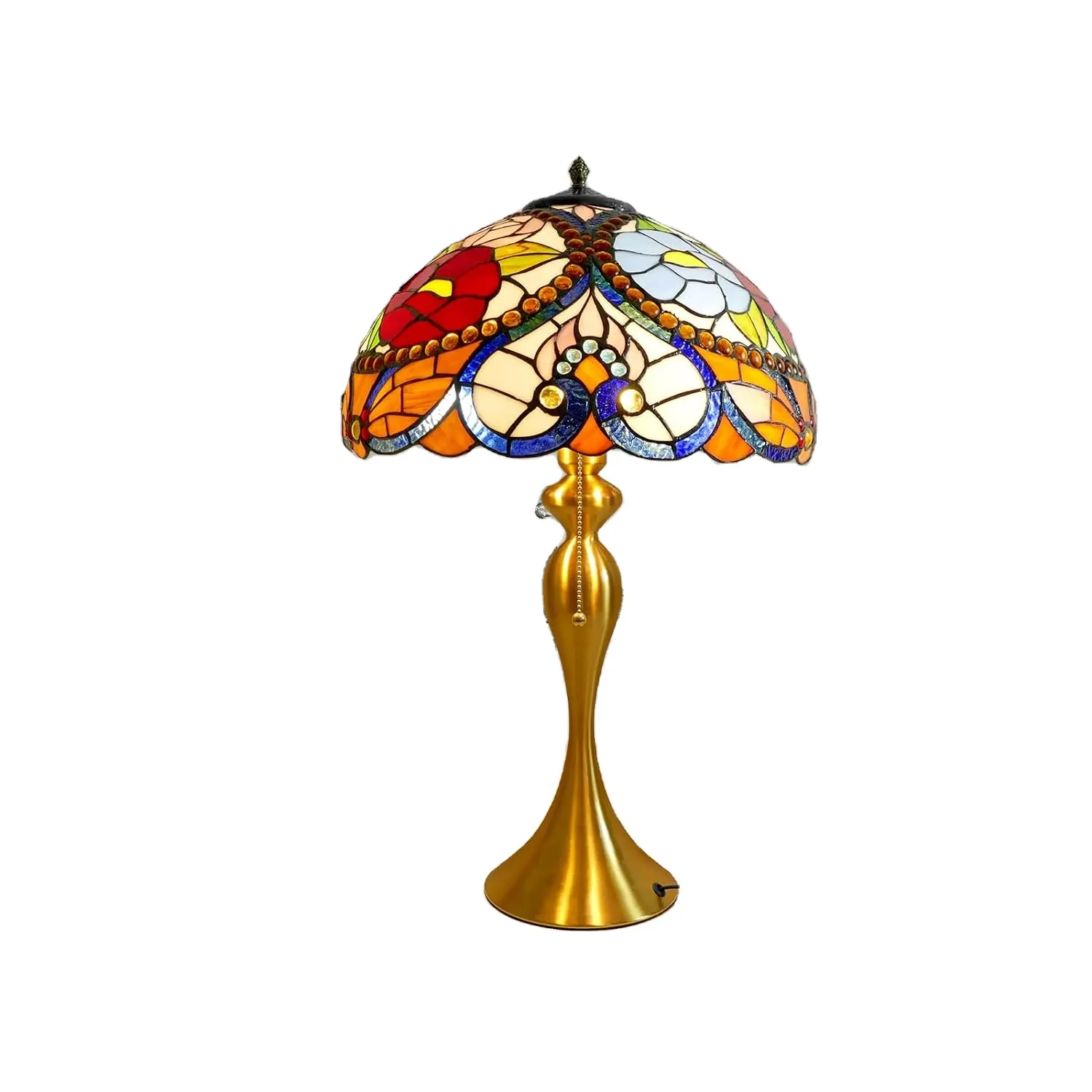 Lampu meja kaca patri 16X16X24 inci, lampu dekorasi lampu baca meja antik lampu meja Tiffany