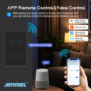 Interruptor Inteligente Tuya con Panel Táctil de Vidrio, Estándar Estadounidense, Control Remoto por Aplicación, WiFi Inteligente, Interruptor de Pared Eléctrico de 1/2/3/4 Vías - Product Image 2