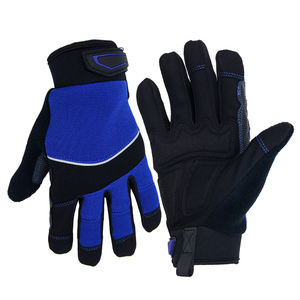 Gants de travail de sécurité à doigts entiers bleus personnalisables Mécanicien utilitaire flexible avec cuir synthétique accepte le logo personnalisé - Product Image 1