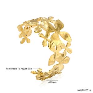 Nouvel Arrivage Bracelet Manchette Ouvert Personnalisable Plaqué Or 18K en Acier Inoxydable, Bijou Massif pour Femme - Product Image 4