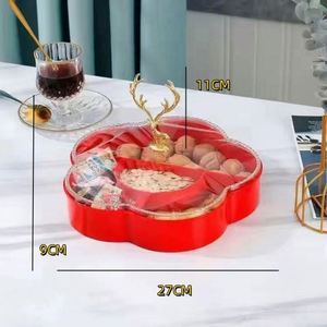 Nouvelle assiette à fruits secs scandinave Elk, vente en gros, boîte à fruits secs à double compartiment pour la maison, plateau à collation avec couvercle - Product Image 5