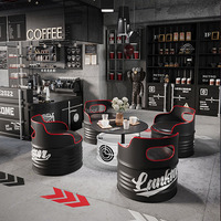 Ensemble Créatif Industriel Design Fût de Pétrole pour Mobilier de Restaurant, Table et Chaises, Canapé en Fer pour Café, Brasserie, Pub