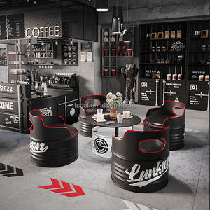 Bộ bàn ghế nhà hàng thiết kế thùng dầu công nghiệp, quán cà phê, quán ăn, quán rượu, quán bar sáng tạo, ghế sofa sắt - Product Image 2