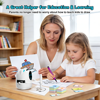Robot de dessin et de peinture intelligent pour enfants avec 100 cartes, 5 thèmes, lumières et sons - Machine d'apprentissage éducative pour les 5-13 ans