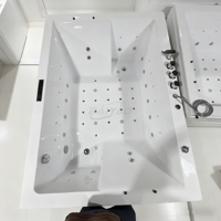 Baignoire autoportante moderne en acrylique avec jets puissants, chauffage et haut-parleur Bluetooth, spa à domicile, jacuzzi