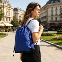 Sac à cordon en polyester, sac à dos en nylon avec cordon, sac à cordon vierge personnalisable avec logo, sac de shopping en gros pour promotion