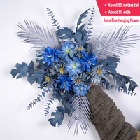 Arrangement de fleurs bleu soie pour les mariages et les banquets de fiançailles Elegant Haze Blue T-Stage On-Site Setup & Decoration Modern