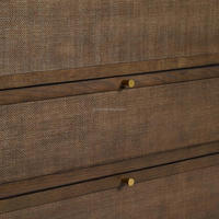 Commode large de style français moderne et luxueuse en bois avec 6 tiroirs, finition noyer, meuble de chambre à coucher