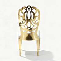 Chaise en acier inoxydable doré sculpté, chaise de luxe pour mariage, chaise décorative pour banquet
