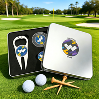 Kit Cadeau de Golf Personnalisable OEM en Gros – Marqueur de Balle, Outil de Réparation de Divots, Jeton de Golf en Métal avec Logo Personnalisé