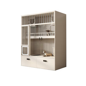Ekstra besar mewah Modern Padat kayu kucing Villa terintegrasi kucing <span class=keywords><strong>Castle</strong></span> kandang bersirkulasi tombol Toilet penjualan jarak bebas kabinet hewan peliharaan - Product Image 1