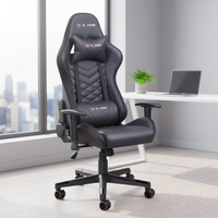 Chaise de jeu en cuir PU avec LED RGB, design industriel haut de gamme, chaise pivotante moderne pour cadres, avec fonction massage, confortable et extensible