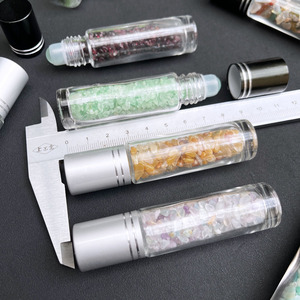 Rollerball-botella de cristal para Perfume, aceite esencial de cristal con Rosa Natural, Ojo de Tigre de <span class=keywords><strong>cuarzo</strong></span>, jaspe rojo, 10ml - Product Image 5