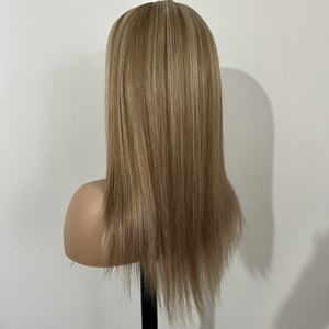 Perruque en dentelle complète transparente HD en cheveux humains personnalisée en usine, avec mèches, dentelle HD vierge, sans colle, couleur blonde ombrée - Product Image 4