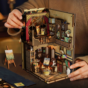 Puzzle de la Nuit étoilée de <span class=keywords><strong>Van</strong></span> Gogh et kit de bricolage Mini Book Nook - Puzzle en bois 3D <span class=keywords><strong>Maison</strong></span> de poupée et ensemble de mini <span class=keywords><strong>maison</strong></span> de poupée - Product Image 4