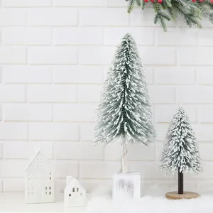 축제 겨울 휴일 테이블 장식 LED 빛 눈 무리 미니어처 크리스마스 소나무