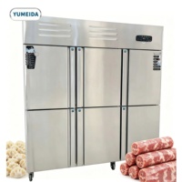 Congélateur vertical commercial robuste à 6 portes, réfrigérateur durable pour supermarché et chambre froide commerciale