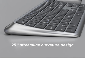 คีย์บอร์ดไร้สาย OEM แบบ Ergonomic สำหรับเดสก์ท็อป โหมดคู่ 2.4G ชาร์จซ้ำได้ เสียงเงียบ - Product Image 6