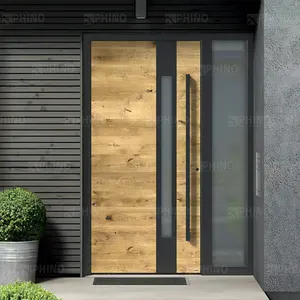 Prettywood Extra Large One And Half Design Modern Exterior Solid Wooden Front Entrance passive Entry Door For House