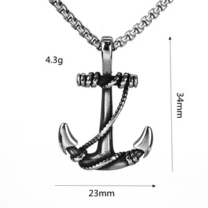 Yunnique-collar con colgante de ancla de acero inoxidable para hombre, diseño geométrico, joyería de moda asimétrica - Product Image 5